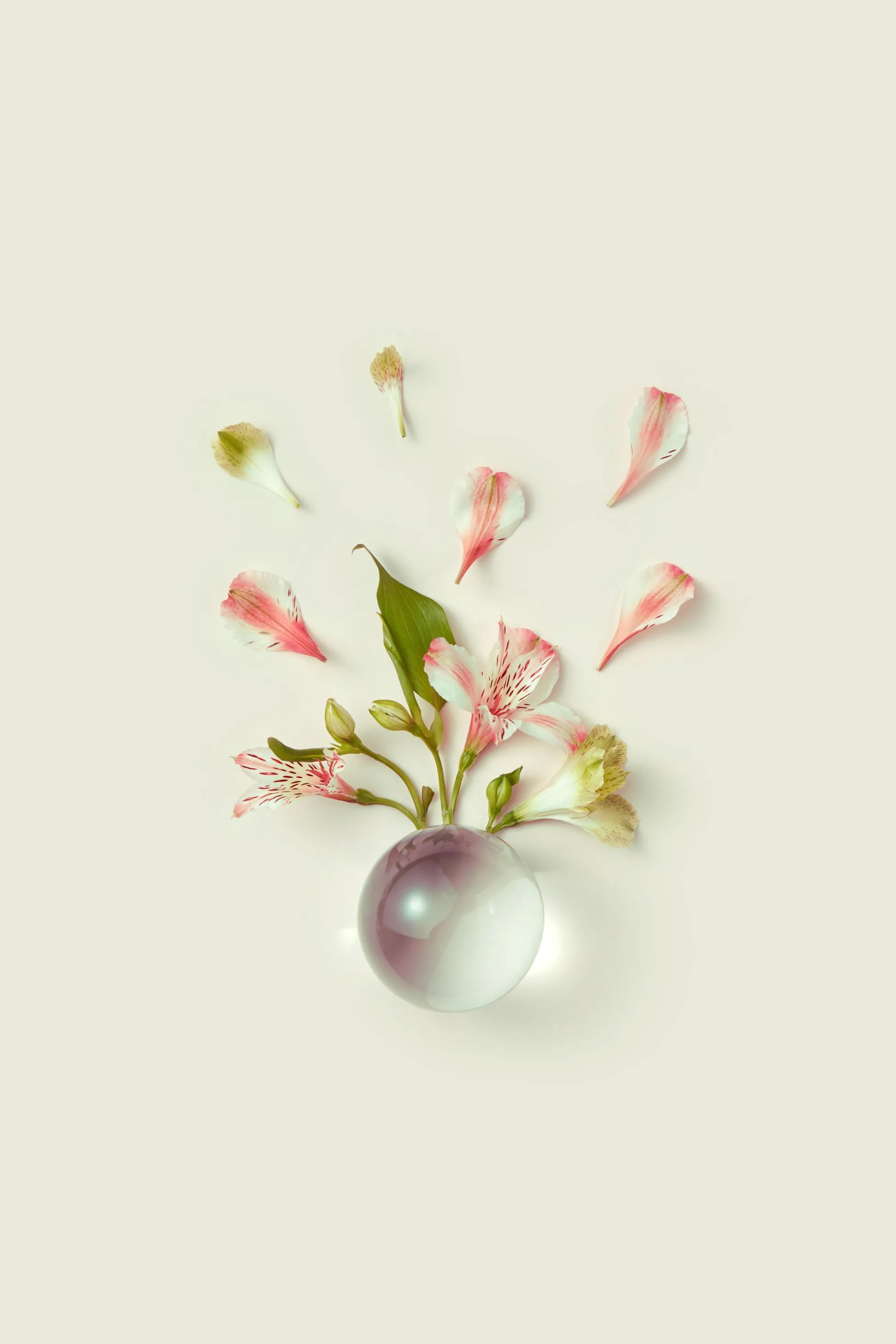Floral burst glass sphere